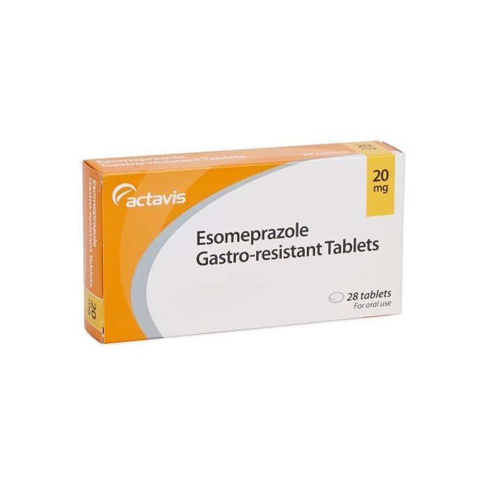 Box of Esomeprazole GR 20 mg gastro‑resistant capsules for acid reflux
