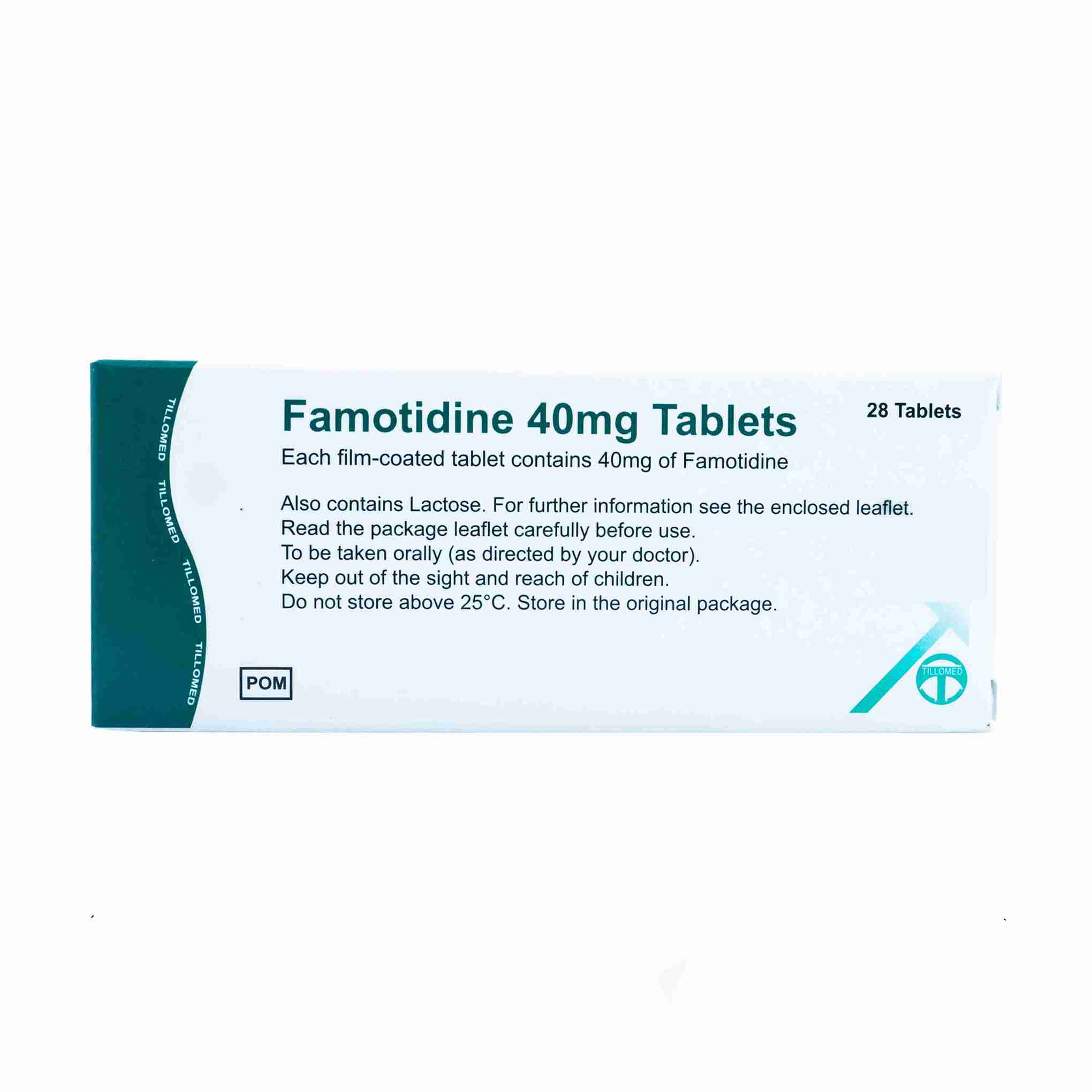Box of Famotidine 20 mg tablets for acid reflux relief