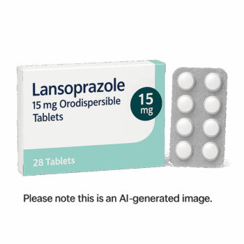 Box of Lansoprazole 15 mg Orodispersible Tablets for acid reflux